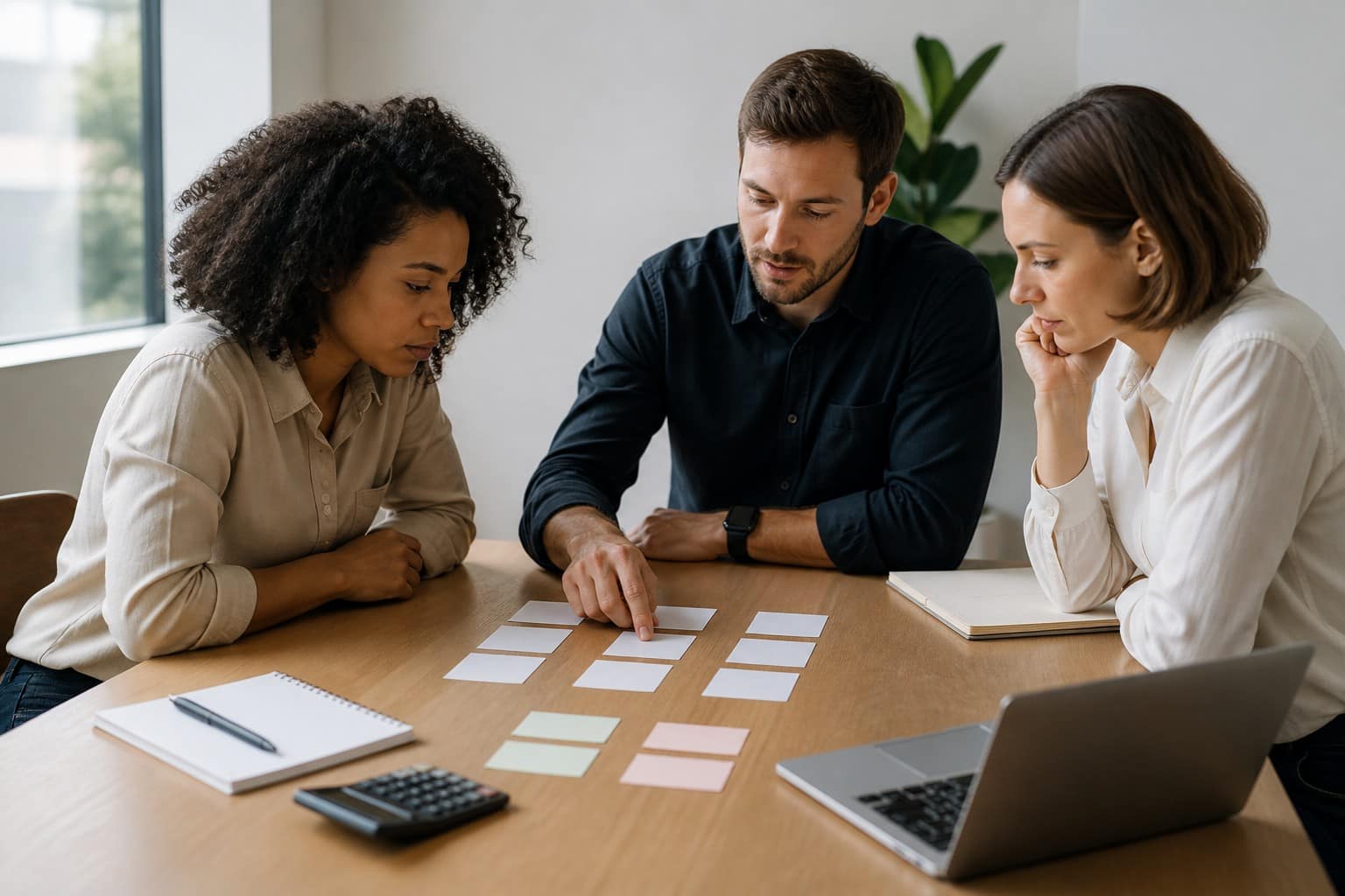 Equipe empresarial definindo prioridades e alocação de recursos
